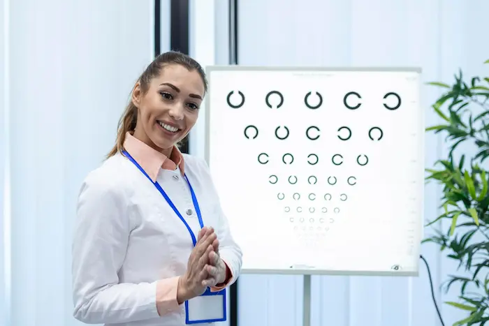 experta en el cuidado de ojos dispuesta a escuchar consultas